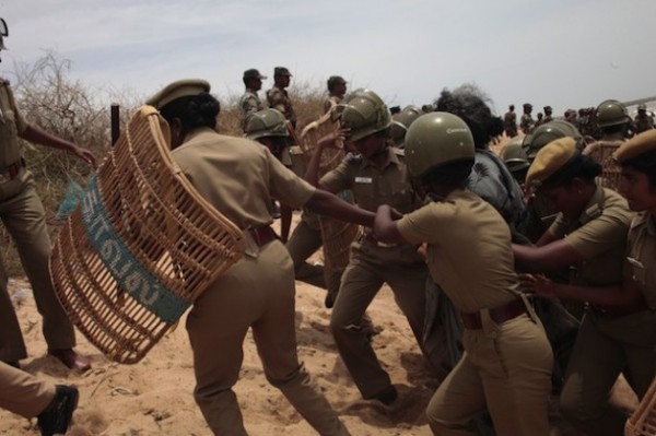Crackdown on women protesters against the Kudankulam nuclear plant in India.
