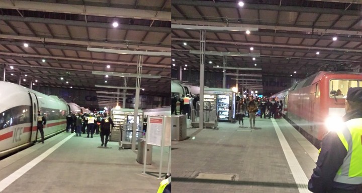 Die mit Zügen eingetroffenen Flüchtlinge blieben zunächst unter Polizeiabschirmung auf dem Bahnsteig