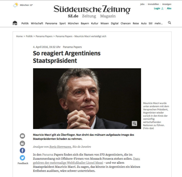 Nota original en el diario alemán Süddeutsche Zeitung