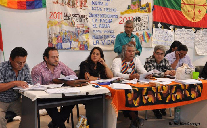 Marzo 2016. Toma de la Ex Esma por la Mesa de Pueblos indígenas, antecedente inmediato del Consejo Consultivo, reclamando el reconocimiento del gobierno.
