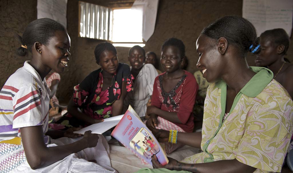 Young girls attend Adolescent Girls’ Club in Gudele neighbourhood on the outskirts of Juba in the South Sudan.