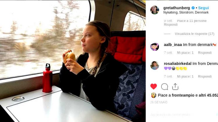 Greta Thumberg sul treno