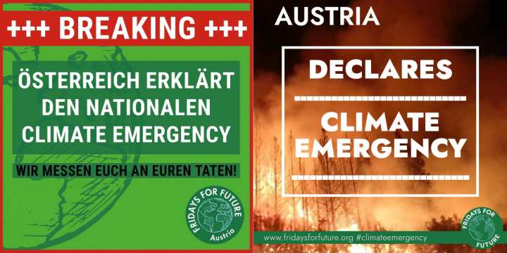 Pressemitteilung von Fridays For Future Austria zur Erklärung des nationalen Klimanotstands durch den österreichischen Nationalrat am 25.09.2019