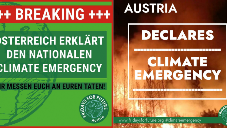 Pressemitteilung von Fridays For Future Austria zur Erklärung des nationalen Klimanotstands durch den österreichischen Nationalrat am 25.09.2019