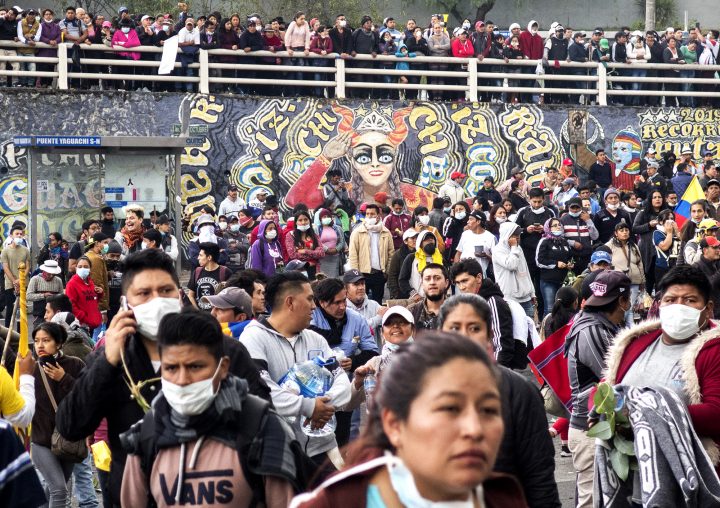 Manifestantes en Quito