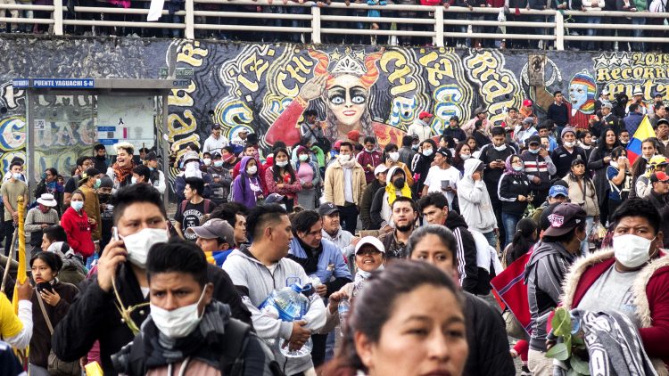 Manifestantes en Quito