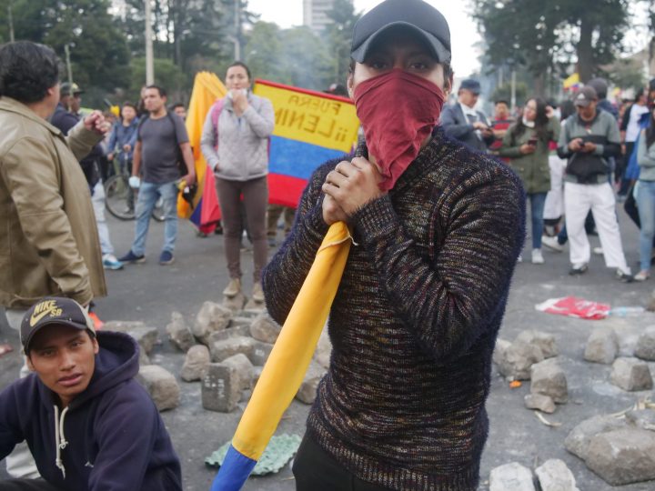 Durante la manifestación de hoy en Quito