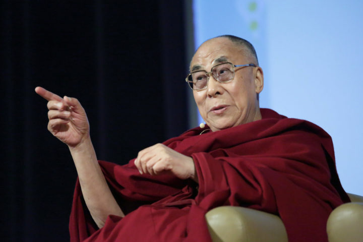 The Dalai Lama speaks at the Edward Rall Cultural Lecture at the NIH on March 7, 2014