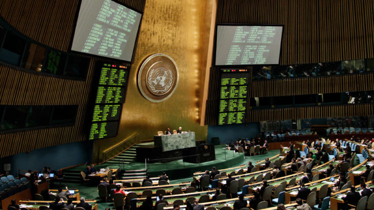 UN First Committee sitting in 2012, in 2020 it was all done online.