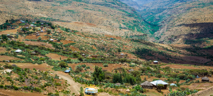 A road through the mountains in Tigray, Ethiopia.
