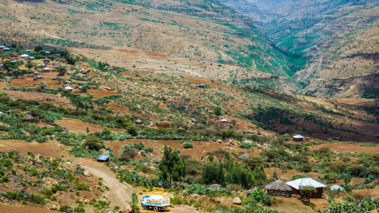 A road through the mountains in Tigray, Ethiopia.