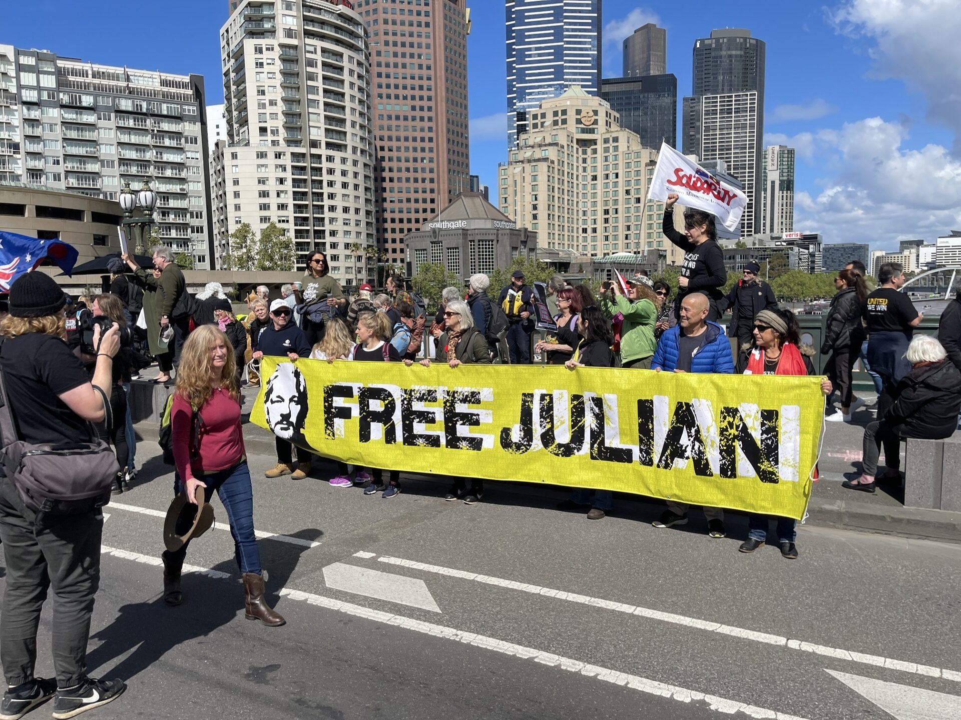 Human Chain for Julian Assange in his hometown of Melbourne, Australia