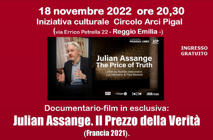 Reggio Emilia, 18 novembre: Julian Assange. Il prezzo della verità