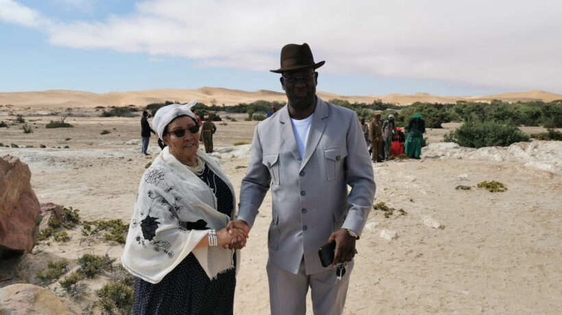 The chairperson of the Nama genocide technical committee Ida Hoffmann and chief Hoze Riruako of the Ovaherero Traditional Authority (OTA)