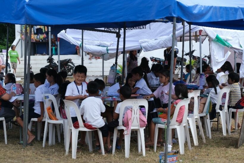 Save the Children Philippines’ installed learning tents (image by Save the Children Philippines)