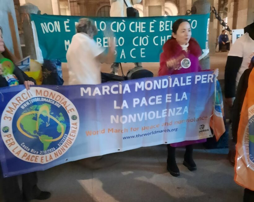 Der 3. Weltmarsch für Frieden und Gewaltfreiheit erreicht Mailand