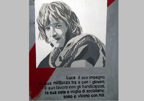 Murale nella scuola frequentata da Luca Rossi a Bollate, Milano