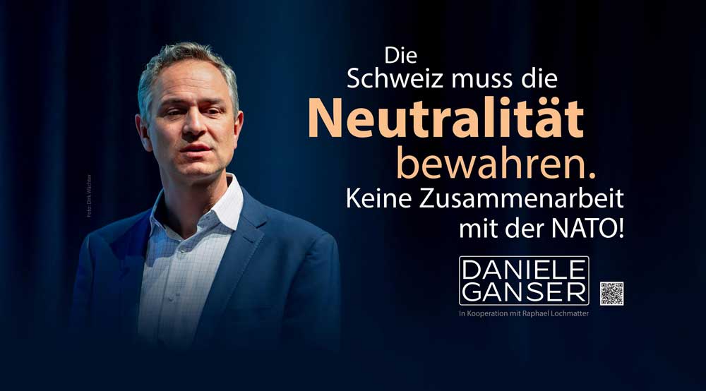 Daniele Ganser macht sich mit einer Plakataktion an Schweizer Bahnhöfen für die Neutralität stark