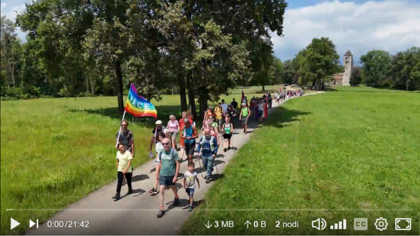 un'immagine del video sulla prima Local March for Gaza sul Cammino di Oropa