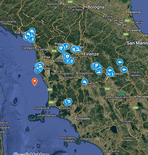 mappa degli inquinanti della Rete Zero PFAS Toscana