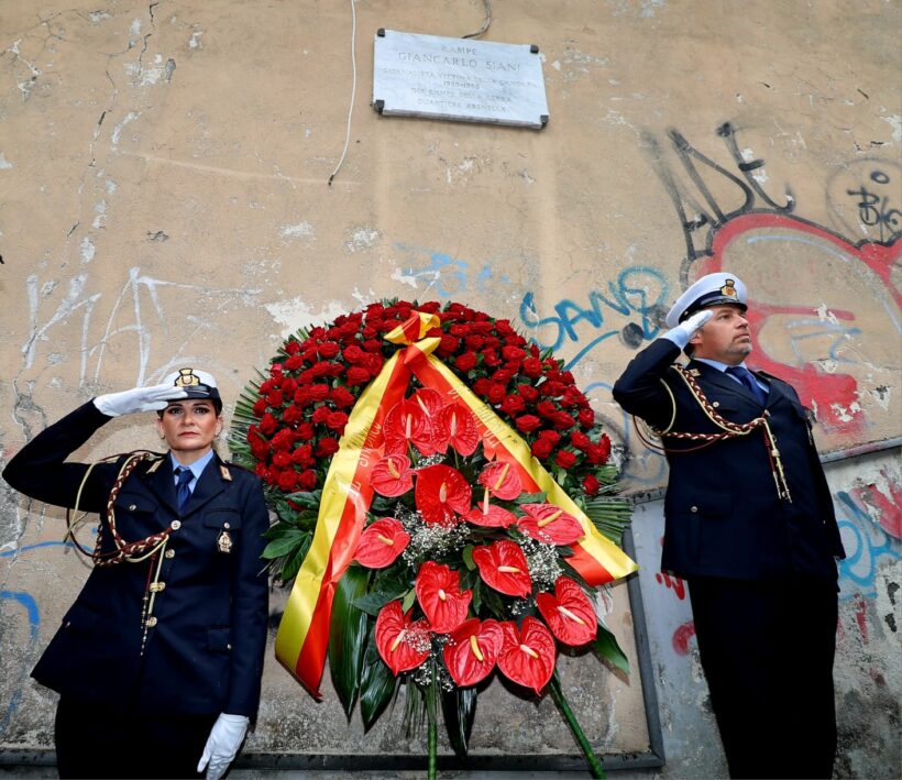 Cerimonia per Giancarlo Siani alle Rampe a lui dedicate, Napoli