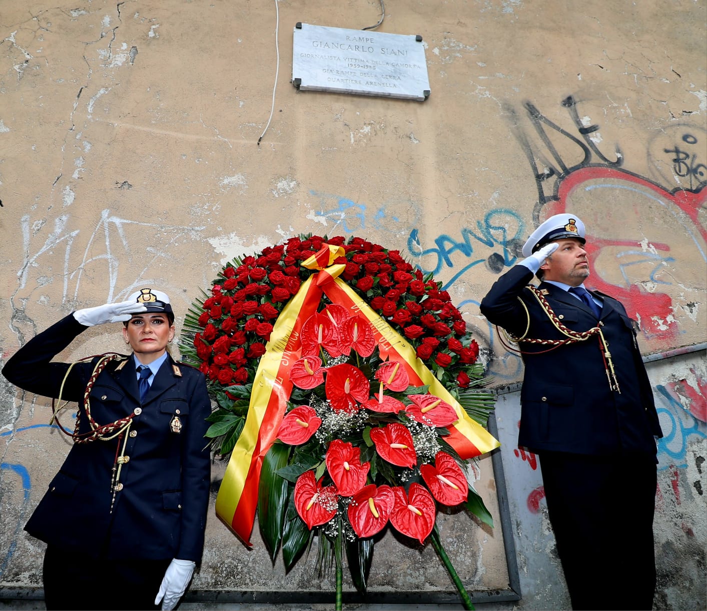 Cerimonia per Giancarlo Siani alle Rampe a lui dedicate, Napoli
