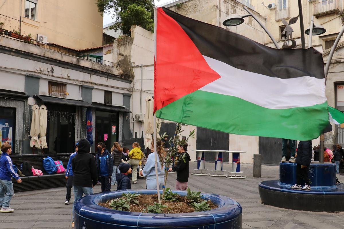 Bandiera palestinese a Napoli