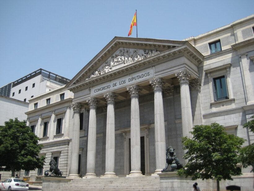 Fachada principal del Congreso de los Diputados, sede de la soberanía nacional en España.