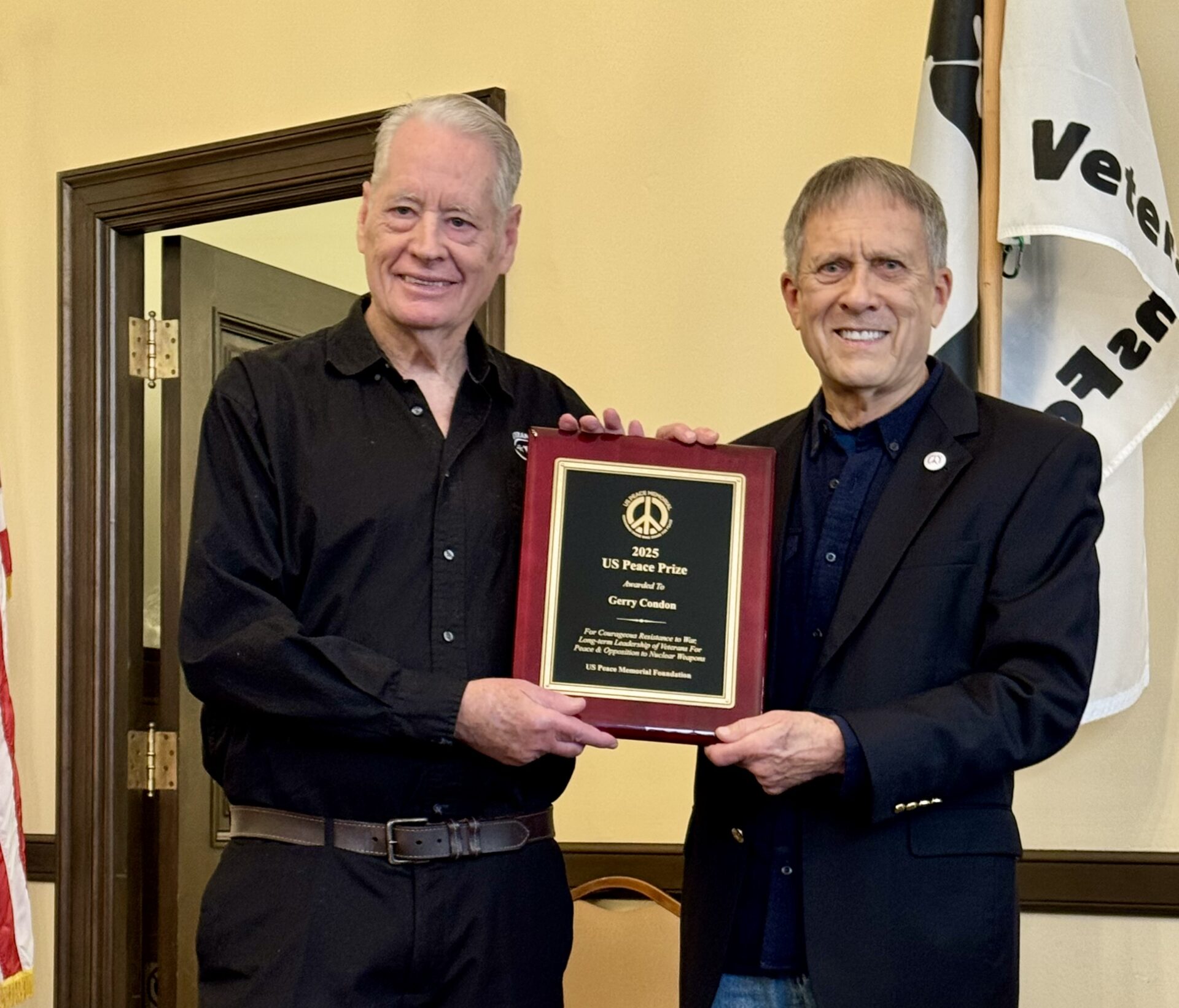 Gerry Condon Receives the 2025 US Peace Prize in San Francisco