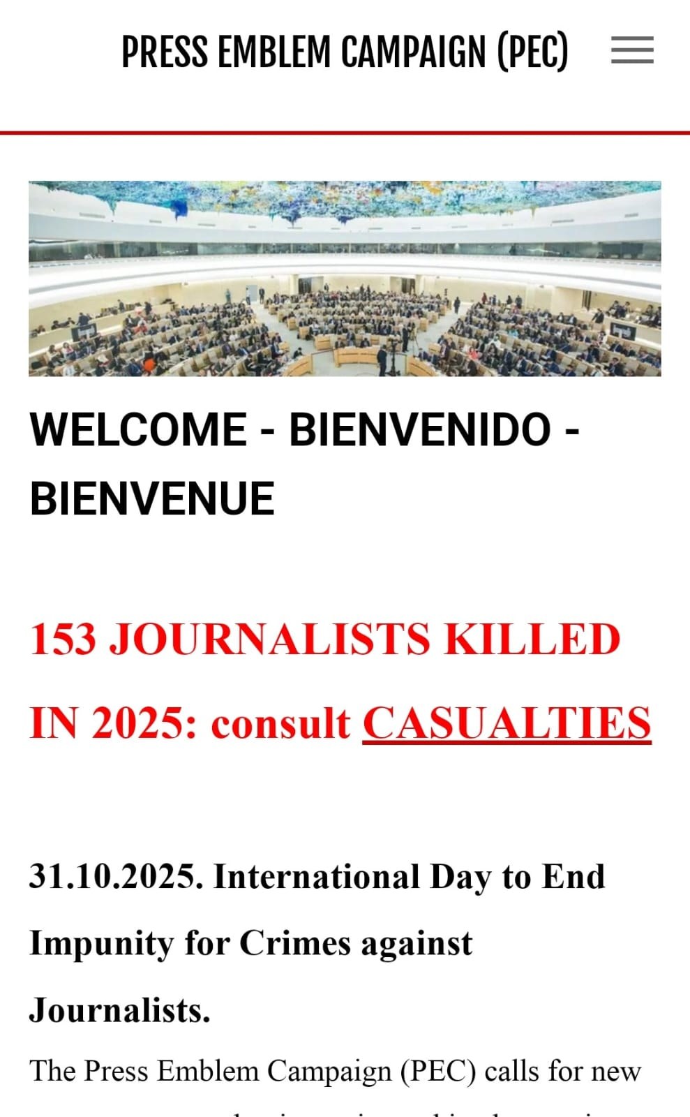 PEC: Combat and End Impunity for Crimes Against Journalists