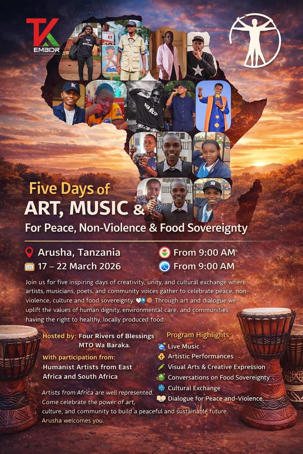 Five days of art, music and culture promoting peace, non-violence and food sovereignty