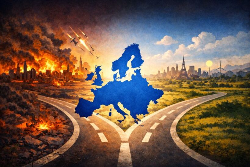 immagine dell'Europa al bivio tra pace e guerra