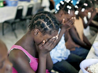 Girls rescued from human trafficking in Ghana, being cared for in a shelter set up for child victims of human trafficking.