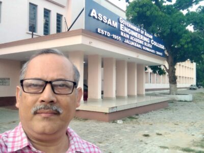 The writer in front of the Assam Engineering College.