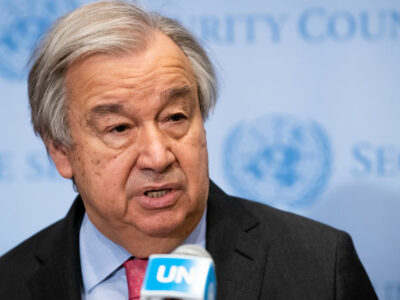 Secretary-General António Guterres briefs reporters on the war in Ukraine.

“Ukraine is on fire. The country is being decimated before the eyes of the world. The impact on civilians is reaching terrifying proportions… […] It’s time to stop the horror unleashed on the people of Ukraine and get on the path of diplomacy and peace.“  said the Secretary-General.