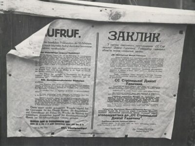 SS Galizien recruitment poster in German and Ukrainian. Sanok, 1943