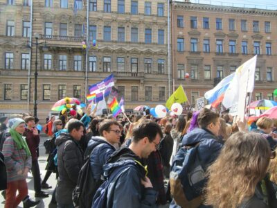 LGBT activists in Saint Petersburg, Russia, 1 May 2017
