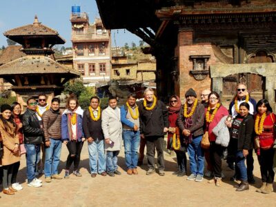 The WM base team with Nepalese supporters in Nepal during the 2nd World March.