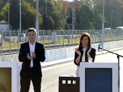 Illustration. Cristina Fernández de Kirchner and Mauricio Macri at the inauguration of the Illia highway in the city of Buenos Aires, June 2014