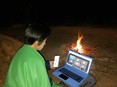 Bonfire Glow. Agustina B. Cayat from Bantic, Dalupirip, Itogon, Benguet overcomes connectivity hurdles as she engaged in her 5:00-8:00 PM Qualitative Research Course. Photo credit: Zyra Camy
B. Cayat, a grade 11 student.