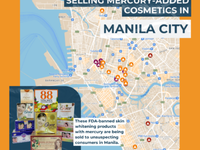 52 stores in Manila found selling mercury-added cosmetics.
