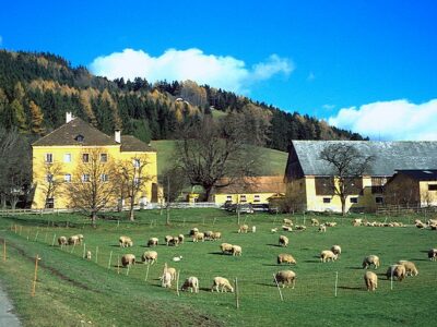 Biobauernhof Schloßbauer Hafning bei Trofaiach in Österreich (Bild von Obersteirer / Wikimedia Commons / CC 3.0)