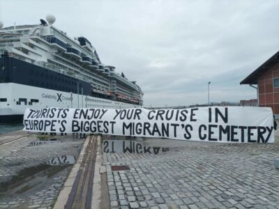 Banner in the port of Thessaloniki