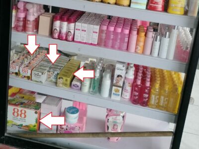 FDA-banned cosmetics on sale at a perfume store in Pasay City.