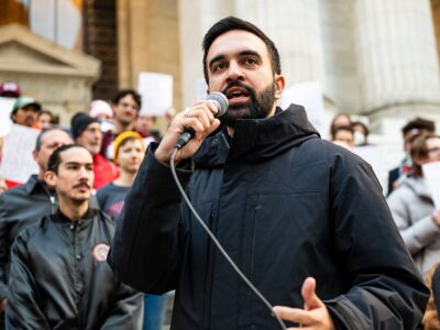 Zohran Mamdani at the Resist Fascism Rally in Bryant Park on Oct 27th 2024