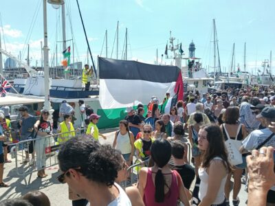 La Global Sumud Flotilla en el Puerto de Barcelona antes de su partida el 31 de agosto