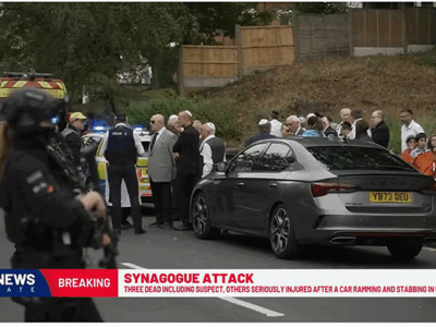 Στιγμιότυπο από την κάλυψη της είδησης της επίθεσης στην εβραϊκή συναγωγή στο Μάντσεστερ, από το 10Νews
