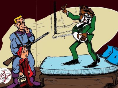 Lobo político. Ilustração de Guilherme Maia/Pressenza.