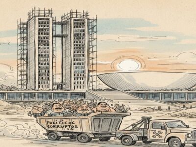 Caçamba com corruptos. Imagem criada por IA