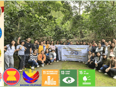 November 17, 2025. Hands-on Stewardship, Heart-led Service. After the physical labor of clearing typhoon debris and revitalizing the Eco Zone’s pathways, the MAEE students take a moment of solidarity before returning to campus. This form part of their immersive experience in the Project Green Guardians initiative.